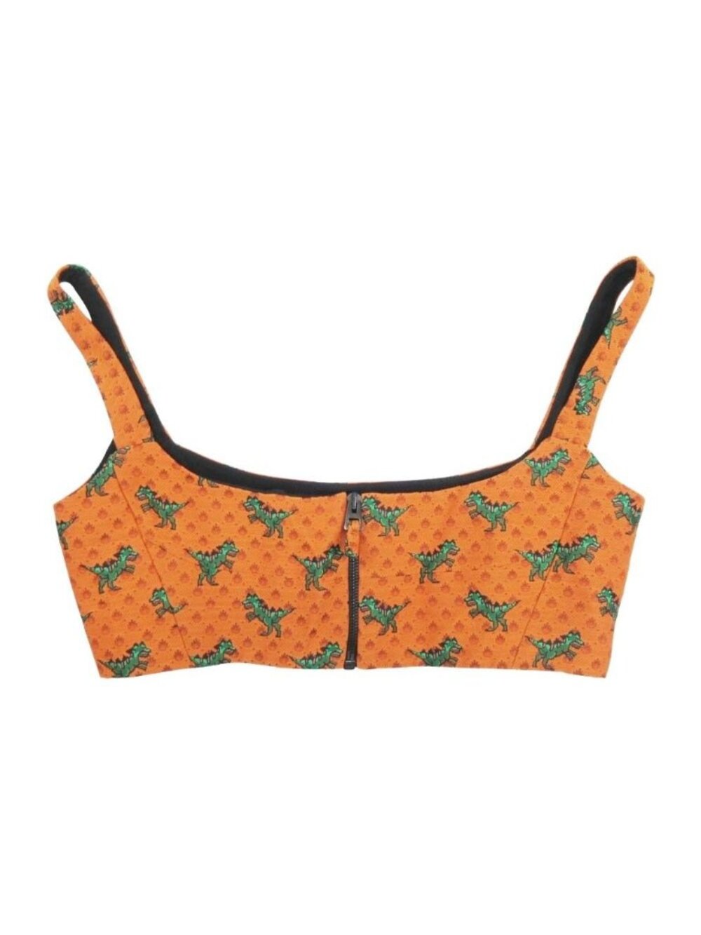 Dior Sample Dinosaur Bustier Sleeveless Top All Over Print Orange 36